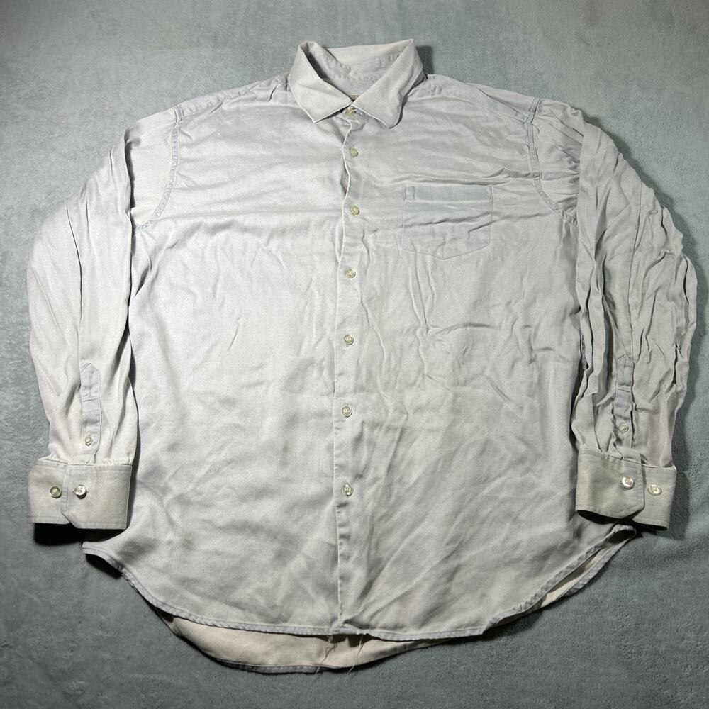 Tommy Bahama Luxury Blend Wool Silk Button Up Shirt Mens XL Long Sleeve Blue